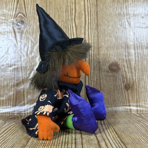 Vintage Applause Halloween Witches Plush Purple & Orange Lot Of 2 - Picture 5 of 15